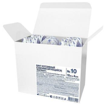Бинт эластичный самофиксирующийся 10 м х 4 см, белый, КОМПЛЕКТ 10 шт., "ВАРИАНТ" - Премиум Сервис