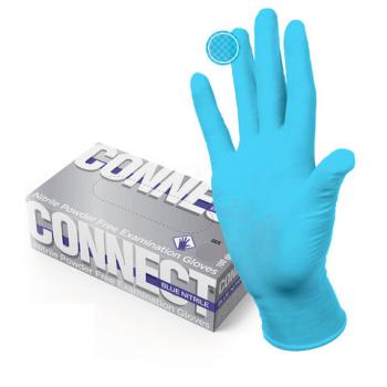 Перчатки смотровые нитриловые CONNECT, голубые, 50 пар (100 штук), размер XL (очень большие), - - Премиум Сервис