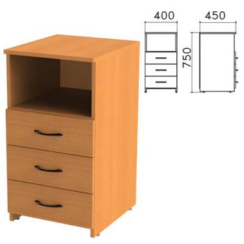 Тумба приставная "Фея", 400х450х750 мм, 3 ящика, полка, цвет орех милан, ТФ10.5 - Премиум Сервис