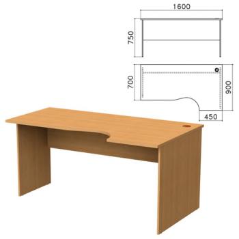Стол письменный эргономичный "Монолит", 1600х900х750 мм, правый, цвет бук бавария, СМ6.1 - Премиум Сервис