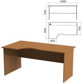 Стол письменный эргономичный "Монолит", 1600х900х750 мм, левый, цвет орех гварнери, СМ7.3 - Премиум Сервис