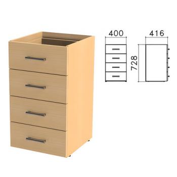 Тумба (каркас БЕЗ КРЫШКИ) приставная "Монолит", 400х416х728 мм, 4 ящика, бук бавария, ТМ05.1 - Премиум Сервис