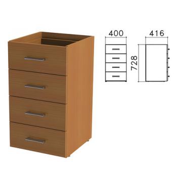 Тумба (каркас БЕЗ КРЫШКИ) приставная "Монолит", 400х416х728 мм, 4 ящика, орех гварнери, ТМ05.3 - Премиум Сервис