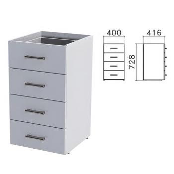 Тумба (каркас БЕЗ КРЫШКИ) приставная "Монолит", 400х416х728 мм, 4 ящика, серая, ТМ05.11 - Премиум Сервис