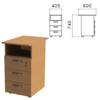 Тумба приставная "Эко", 405х600х740 мм, 3 ящика, полка, замок, бук бавария, 402787-55 - Премиум Сервис