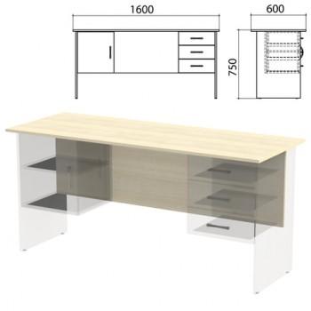 Столешница, царга стола письменного с 2 тумбами "Канц" 1600х600х750 мм, цвет дуб молочный, СК28.15.1 - Премиум Сервис