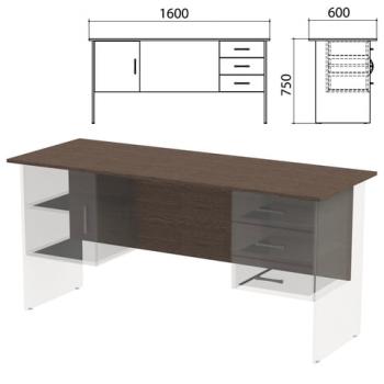 Столешница, царга стола письменного с 2 тумбами "Канц" 1600х600х750 мм, венге, СК28.16.1 - Премиум Сервис
