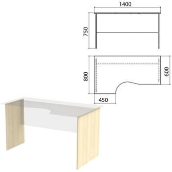 Опоры к столам эргономичным "Канц" 1400х800х750 мм, левый/правый, цвет дуб молочный, СК30.15.2 - Премиум Сервис