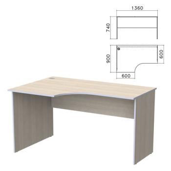 Стол письменный эргономичный "Бюджет", 1360х900х740 мм, левый, дуб шамони светлый, 402662-430 - Премиум Сервис