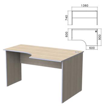 Стол письменный эргономичный "Бюджет", 1360х900х740 мм, правый, дуб шамони светлый, 402663-430 - Премиум Сервис