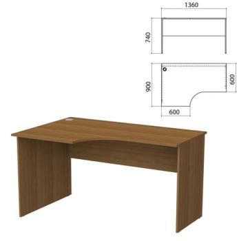Стол письменный эргономичный "Бюджет", 1360х900х740 мм, левый, орех французский, 402662-190 - Премиум Сервис