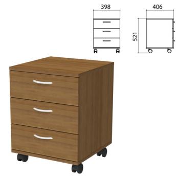 Тумба подкатная "Бюджет", 398х406х521 мм, 3 ящика, орех французский, 402952-190 - Премиум Сервис