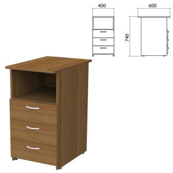 Тумба приставная "Бюджет", 400х600х740 мм, 3 ящика, полка, орех французский, 402657-190 - Премиум Сервис