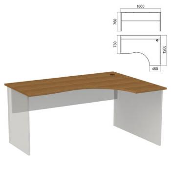 Стол эргономичный ЧАСТЬ 1 "Арго", 1600х1200х760 мм, правый, орех - Премиум Сервис