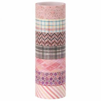 Клейкие WASHI-ленты для декора ОТТЕНКИ РОЗОВОГО, 15 мм х 3 м, 7 цветов, рисовая бумага, ОСТРОВ СОКРОВИЩ, 661704 - Премиум Сервис
