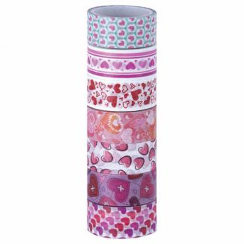 Клейкие WASHI-ленты для декора "СЕРДЦА", 15 мм х 3 м, 7 цветов, рисовая бумага, ОСТРОВ СОКРОВИЩ, 661708 - Премиум Сервис