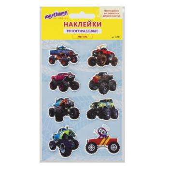 Наклейки зефирные "Машины", многоразовые, 10х15 см, ЮНЛАНДИЯ, 661784 - Премиум Сервис