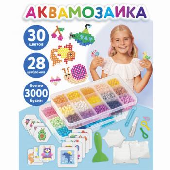 Аквамозаика, 30 цветов, 3000 бусин, в колорбоксе, ЮНЛАНДИЯ, 663780 - Премиум Сервис