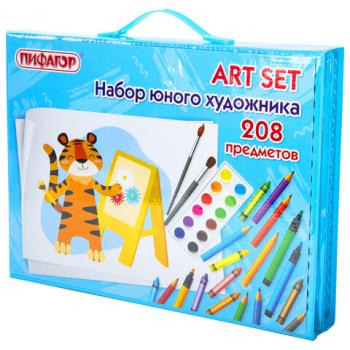 Набор ЮНОГО ХУДОЖНИКА "Тигренок" для рисования и творчества с мольбертом ПИФАГОР, 208 предметов, 664632 - Премиум Сервис