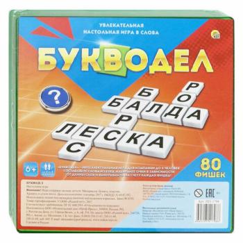 Игра настольная "Букводел", игровое поле, 80 пластиковых фишек, инструкция, РЫЖИЙ КОТ, ИН-1798 - Премиум Сервис
