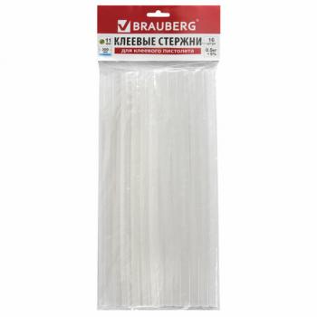 Клеевые стержни, диаметр 11 мм, длина 300 мм, прозрачные, КОМПЛЕКТ 16 штук, BRAUBERG, 670295 - Премиум Сервис