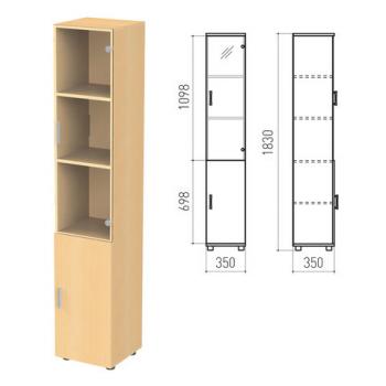 Шкаф закрытый со стеклом "Канц", 350х350х1830 мм, цвет бук невский (КОМПЛЕКТ) - Премиум Сервис