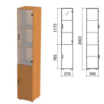 Шкаф закрытый со стеклом "Фея", 370х390х2000 мм, цвет орех милан (КОМПЛЕКТ) - Премиум Сервис