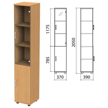 Шкаф закрытый со стеклом "Монолит", 370х390х2050 мм, цвет бук бавария (КОМПЛЕКТ) - Премиум Сервис