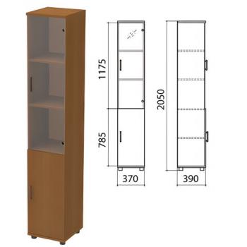 Шкаф закрытый со стеклом "Монолит", 370х390х2050 мм, цвет орех гварнери (КОМПЛЕКТ) - Премиум Сервис