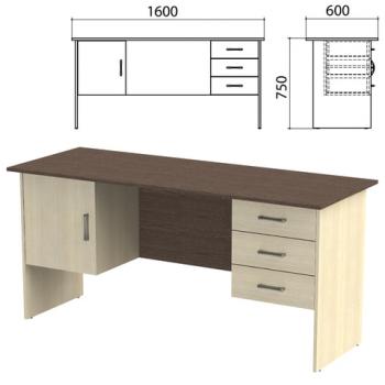 Стол письменный "Канц", 1600х600х750 мм, 2 тумбы, комбинированный, цвет венге/дуб молочный (КОМПЛЕКТ) - Премиум Сервис