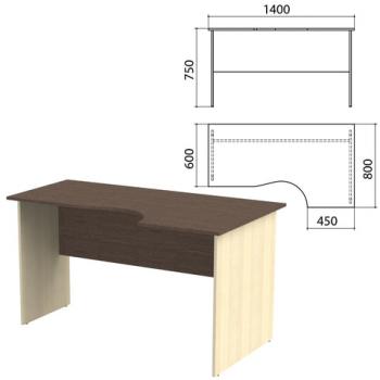 Стол письменный эргономичный "Канц", 1400х800х750 мм, правый, цвет венге/дуб молочный (КОМПЛЕКТ) - Премиум Сервис