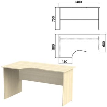 Стол письменный эргономичный "Канц", 1400х800х750 мм, левый, цвет дуб молочный (КОМПЛЕКТ) - Премиум Сервис