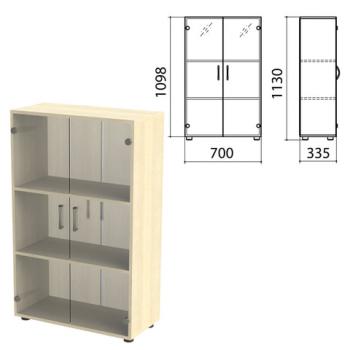 Шкаф закрытый со стеклом "Канц", 700х335х1130 мм, цвет дуб молочный (КОМПЛЕКТ) - Премиум Сервис