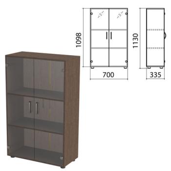 Шкаф закрытый со стеклом "Канц", 700х335х1130 мм, цвет венге (КОМПЛЕКТ) - Премиум Сервис