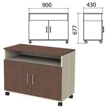 Тумба для оргтехники "Канц", 900х430х620 мм, 2 двери, цвет дуб молочный/венге (КОМПЛЕКТ) - Премиум Сервис