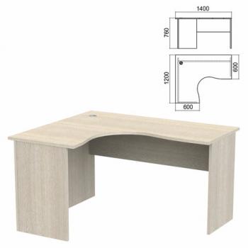 Стол компактный "Арго", 1400х1200х760 мм, левый, ясень шимо (КОМПЛЕКТ) - Премиум Сервис