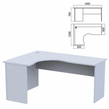 Стол компактный "Арго", 1600х1200х760 мм, левый, серый (КОМПЛЕКТ) - Премиум Сервис