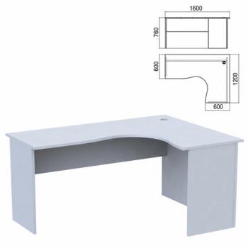 Стол компактный "Арго", 1600х1200х760 мм, правый, серый (КОМПЛЕКТ) - Премиум Сервис