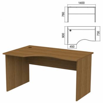 Стол эргономичный "Арго", 1400х900х760 мм, левый, орех (КОМПЛЕКТ) - Премиум Сервис