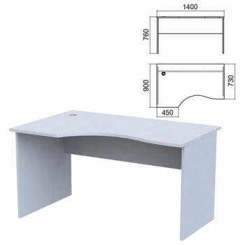 Стол эргономичный "Арго", 1400х900х760 мм, левый, серый (КОМПЛЕКТ) - Премиум Сервис