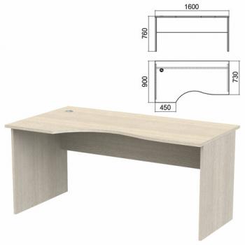Стол эргономичный "Арго", 1600х900х760 мм, левый, ясень шимо (КОМПЛЕКТ) - Премиум Сервис