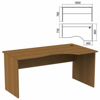 Стол эргономичный "Арго", 1600х900х760 мм, правый, орех (КОМПЛЕКТ) - Премиум Сервис