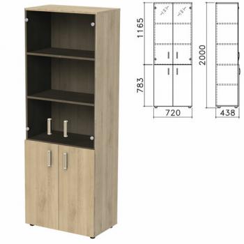 Шкаф закрытый со стеклом "Приоритет" 720х438х2000 мм, 4 полки, кронберг (КОМПЛЕКТ) - Премиум Сервис