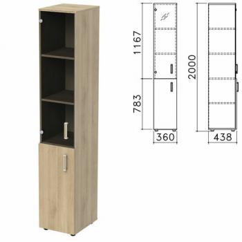 Шкаф закрытый со стеклом "Приоритет", 360х438х2000 мм, 4 полки, кронберг (КОМПЛЕКТ) - Премиум Сервис