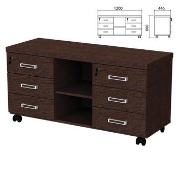 Тумба-креденция "Приоритет" 1200х446х600 мм, 6 ящиков, венге (КОМПЛЕКТ) - Премиум Сервис