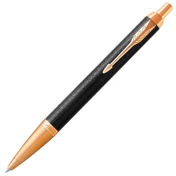 Ручка шариковая PARKER "IM Premium Black GT", корпус черный матовый с гравировкой, позолоченные детали, синяя, 1931667 - Премиум Сервис