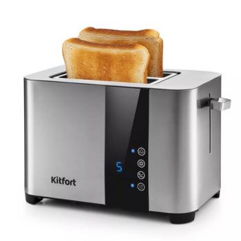 Тостер KITFORT KT-2047, 850 Вт, 2 тоста, 7 режимов, LED-дисплей, сталь, серебристый, КТ-2047 - Премиум Сервис
