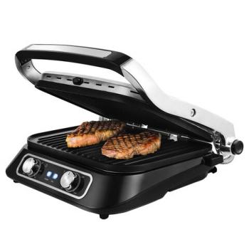 Электрогриль KITFORT КТ-1652, 2100 Вт, съемные панели, регулировка температуры, серебро/черный - Премиум Сервис