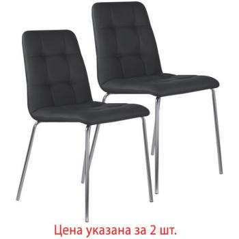 Стулья КОМПЛЕКТ 2 шт. BRABIX "Twins CF-011", хромированный каркас, экокожа, черный (S-0401), разобранные, 532765 - Премиум Сервис