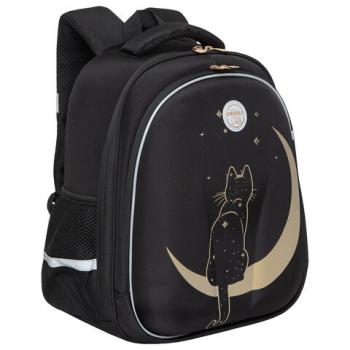 Ранец GRIZZLY анатомическая спинка, c брелоком, для девочек, "NIGHT CAT", 36х28х20 см, RAz-286-1/1 - Премиум Сервис